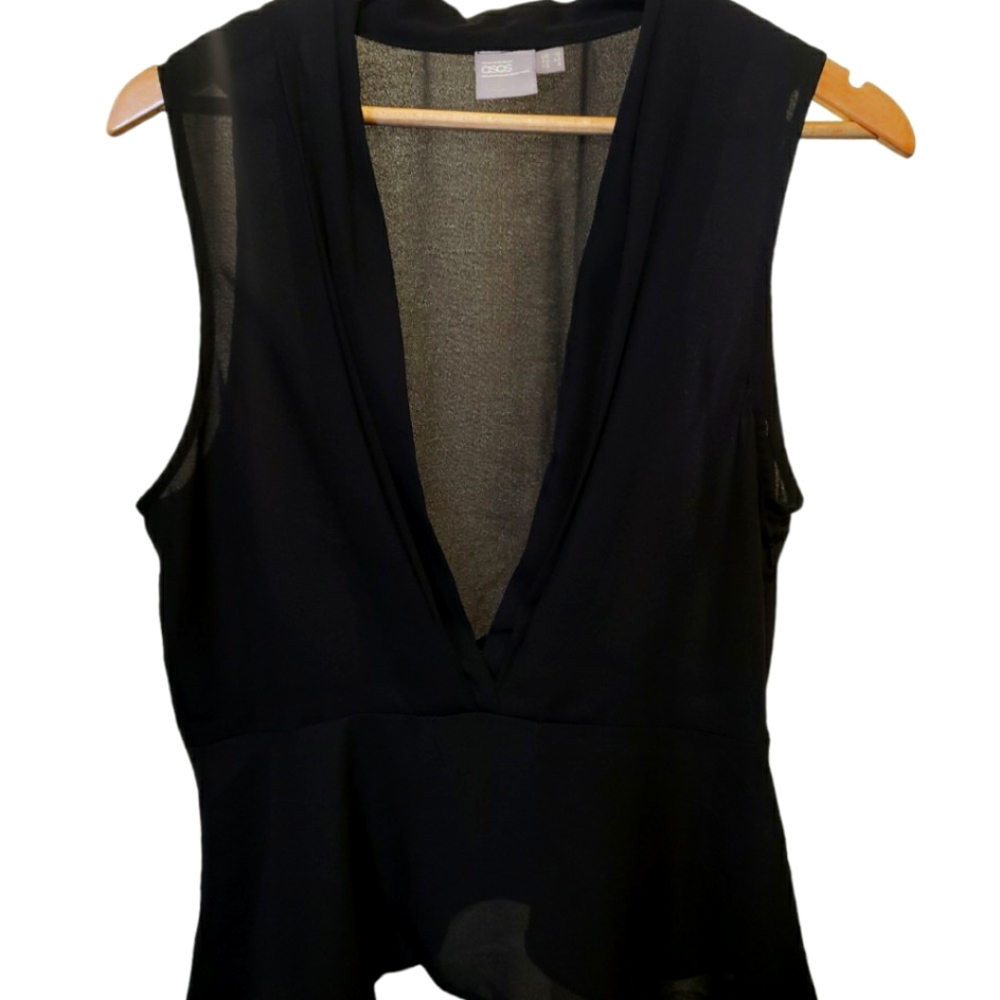 ASOS Black Semi-Shear Sleeveless Blouse